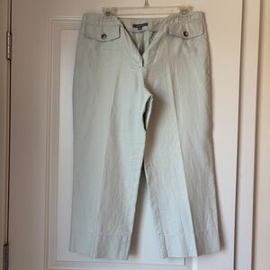 Ann Taylor Womens High Rise Pants Pleated Front Straight Leg Career Green Size 8